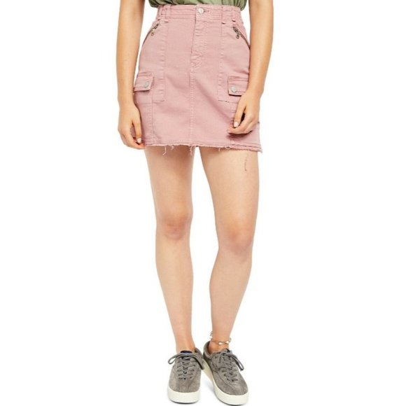 Free People Avenue Cotton Denim Mini Skirt Dusty Lilac Size 27 - Picture 4 of 10